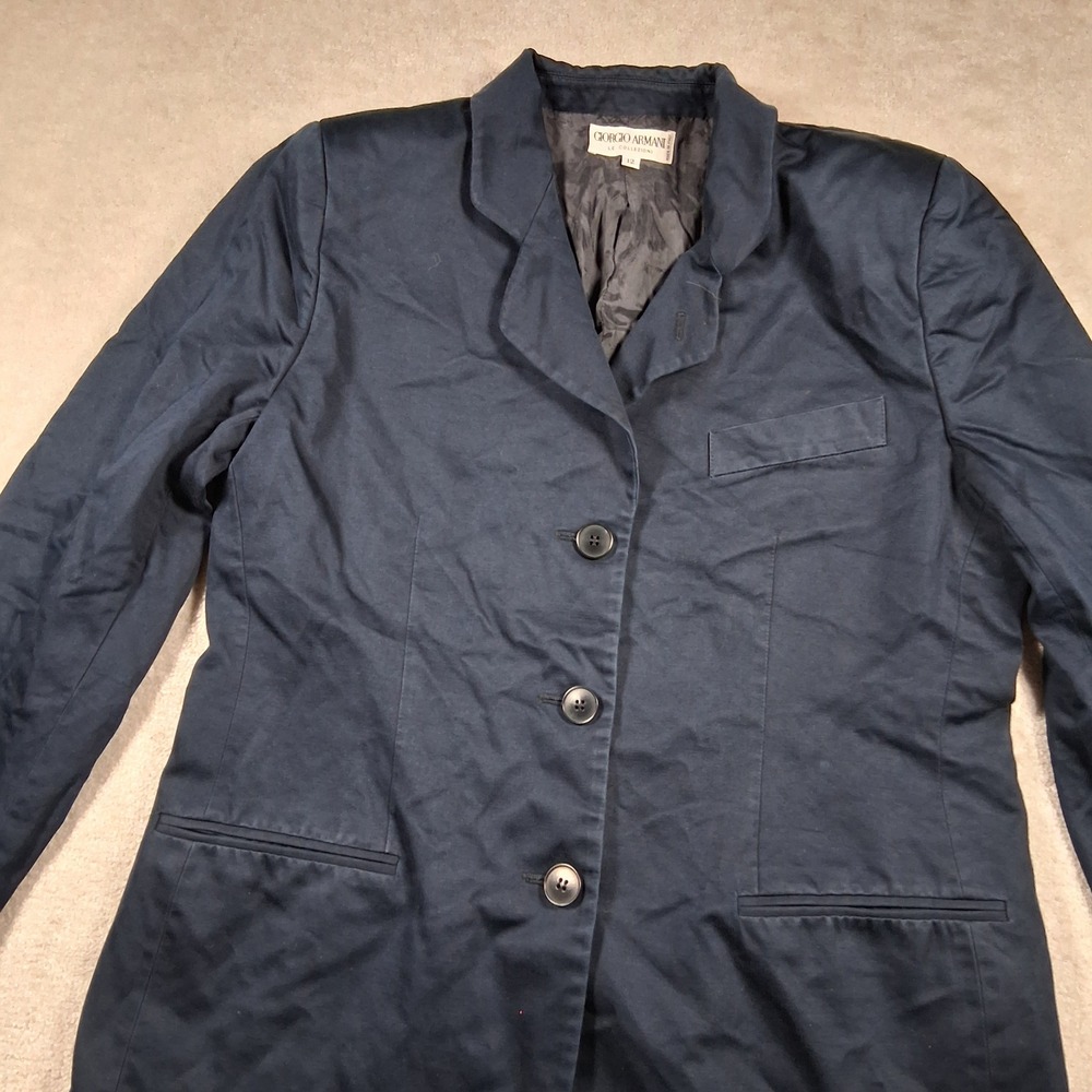 Giorgio Armani Blazer Womens 12 Navy Blue Le Collezioni 3-Button Made in Italy